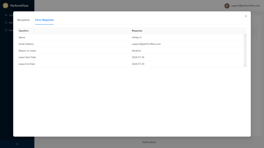 Approve via Dashboard for Recipients - PerformFlow - Form Approvals ...