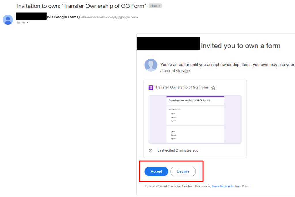 confirm ownership transfer